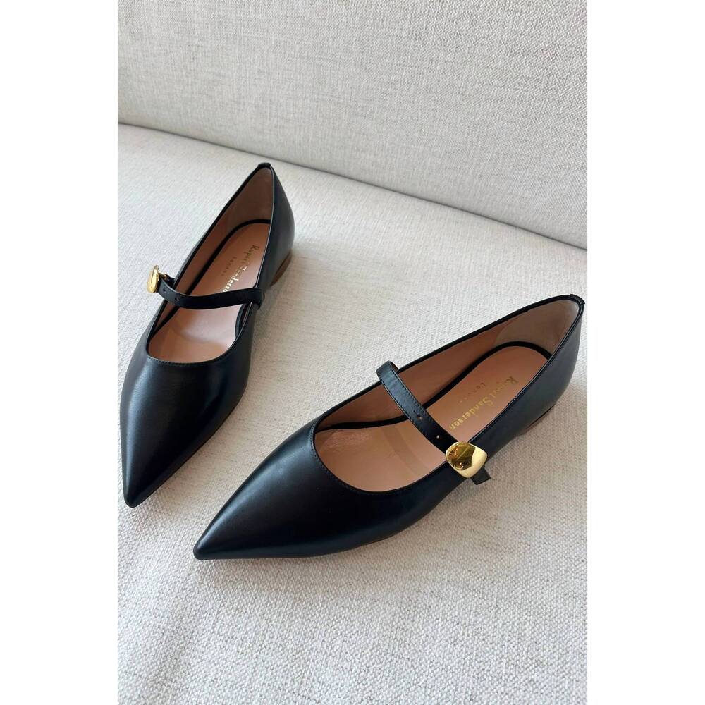 NEW RUPERT SANDERSON women's innis pointed toe flats in black - Picture 5 of 7